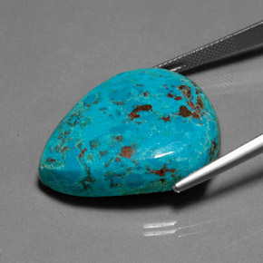 34.91캐럿 천연 멀티컬러 크리소콜라, 배 모양, 29.1×24.5 mm, 불투명체