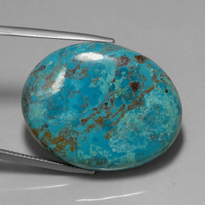 41.09캐럿 천연 멀티컬러 크리소콜라, 타원형 컷, 31.2×24.7 mm, 불투명체