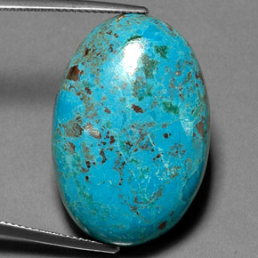 26.90캐럿 천연 멀티컬러 크리소콜라, 타원형 컷, 28.4×19.5 mm, 불투명체