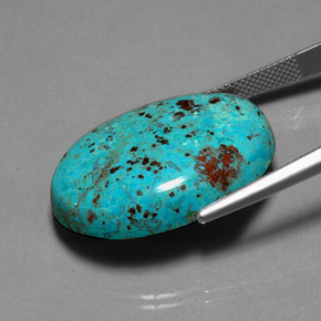 25.30캐럿 천연 멀티컬러 크리소콜라, 타원형 컷, 27.6×20.7 mm, 불투명체