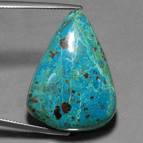 36.53캐럿 천연 멀티컬러 크리소콜라, 배 모양, 29.7×22.1 mm, 불투명체