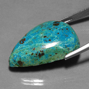 36.53캐럿 천연 멀티컬러 크리소콜라, 배 모양, 29.7×22.1 mm, 불투명체