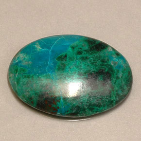 20.04캐럿 천연 멀티컬러 크리소콜라, 타원형 컷, 25.1×18.2 mm, 불투명체