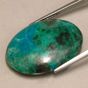 20.04캐럿 천연 멀티컬러 크리소콜라, 타원형 컷, 25.1×18.2 mm, 불투명체