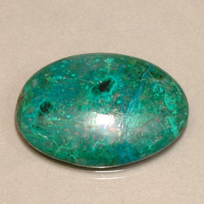 16.38캐럿 천연 멀티컬러 크리소콜라, 타원형 컷, 24.8×18.2 mm, 불투명체