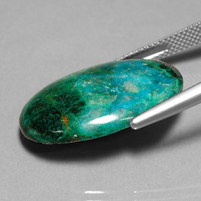 19.52캐럿 천연 멀티컬러 크리소콜라, 타원형 컷, 25.1×18.2 mm, 불투명체