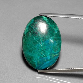 20.30캐럿 천연 멀티컬러 크리소콜라, 타원형 컷, 25.1×18.1 mm, 불투명체