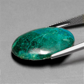 20.30캐럿 천연 멀티컬러 크리소콜라, 타원형 컷, 25.1×18.1 mm, 불투명체