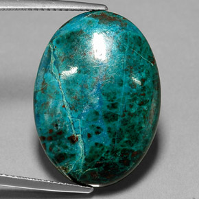 21.92캐럿 천연 멀티컬러 크리소콜라, 타원형 컷, 25×18.1 mm, 불투명체