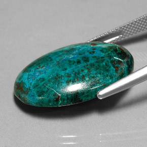 21.92캐럿 천연 멀티컬러 크리소콜라, 타원형 컷, 25×18.1 mm, 불투명체