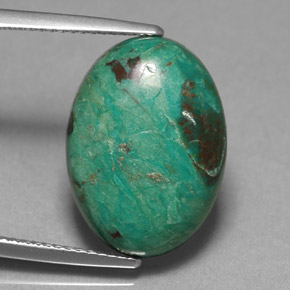 7.78캐럿 천연 그린 크리소콜라, 타원형 컷, 18.1×13.2 mm, 불투명체