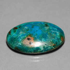 20.31캐럿 천연 멀티컬러 크리소콜라, 타원형 컷, 25.1×18.2 mm, 불투명체