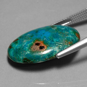 20.31캐럿 천연 멀티컬러 크리소콜라, 타원형 컷, 25.1×18.2 mm, 불투명체
