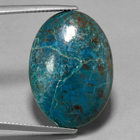 16.93캐럿 천연 멀티컬러 크리소콜라, 타원형 컷, 25×17.9 mm, 불투명체