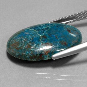 16.93캐럿 천연 멀티컬러 크리소콜라, 타원형 컷, 25×17.9 mm, 불투명체