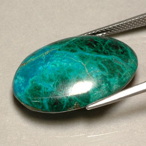 22.29캐럿 천연 멀티컬러 크리소콜라, 타원형 컷, 25.1×18.1 mm, 불투명체