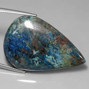 41.46캐럿 천연 다색 크리소콜라, 배 모양, 불투명체