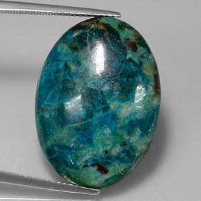 18.82캐럿 천연 멀티컬러 크리소콜라, 타원형 컷, 25×18.2 mm, 불투명체