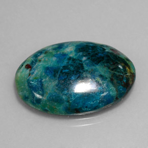 18.82캐럿 천연 멀티컬러 크리소콜라, 타원형 컷, 25×18.2 mm, 불투명체