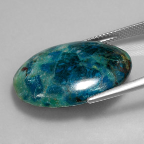 18.82캐럿 천연 멀티컬러 크리소콜라, 타원형 컷, 25×18.2 mm, 불투명체