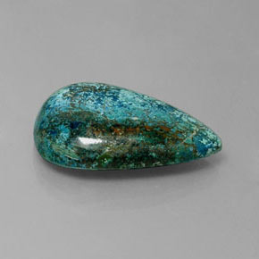 20.31캐럿 천연 멀티컬러 크리소콜라, 배 모양, 25.2×17.7 mm, 불투명체