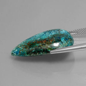 20.31캐럿 천연 멀티컬러 크리소콜라, 배 모양, 25.2×17.7 mm, 불투명체