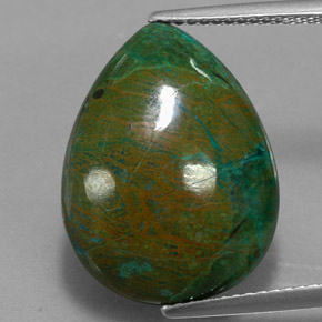 14.38캐럿 천연 멀티컬러 크리소콜라, 배 모양, 19.4×14.8 mm, 불투명체