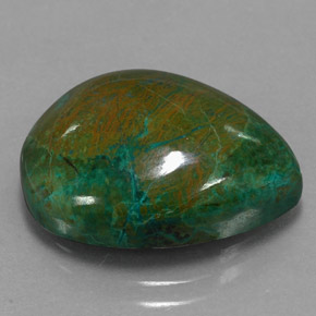14.38캐럿 천연 멀티컬러 크리소콜라, 배 모양, 19.4×14.8 mm, 불투명체