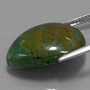 14.38캐럿 천연 멀티컬러 크리소콜라, 배 모양, 19.4×14.8 mm, 불투명체