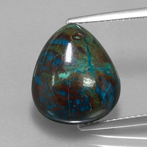 7.15캐럿 천연 멀티컬러 크리소콜라, 배 모양, 14.1×12.3 mm, 불투명체