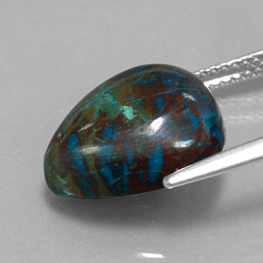 7.15캐럿 천연 멀티컬러 크리소콜라, 배 모양, 14.1×12.3 mm, 불투명체