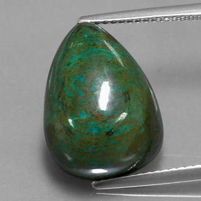 15.79캐럿 천연 멀티컬러 크리소콜라, 배 모양, 16.7×12.8 mm, 불투명체