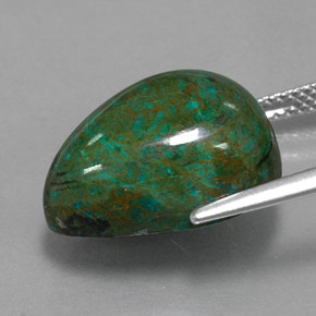 15.79캐럿 천연 멀티컬러 크리소콜라, 배 모양, 16.7×12.8 mm, 불투명체