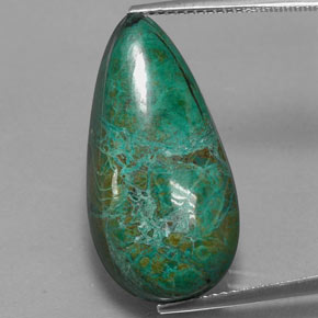 22.00캐럿 천연 멀티컬러 크리소콜라, 배 모양, 25.3×12.8 mm, 불투명체