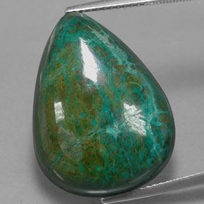 30.46캐럿 천연 멀티컬러 크리소콜라, 배 모양, 23.3×17.7 mm, 불투명체