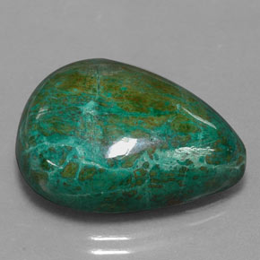30.46캐럿 천연 멀티컬러 크리소콜라, 배 모양, 23.3×17.7 mm, 불투명체