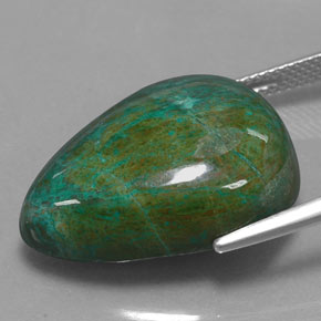30.46캐럿 천연 멀티컬러 크리소콜라, 배 모양, 23.3×17.7 mm, 불투명체