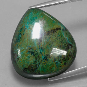 25.83캐럿 천연 멀티컬러 크리소콜라, 배 모양, 19.3×17.7 mm, 불투명체