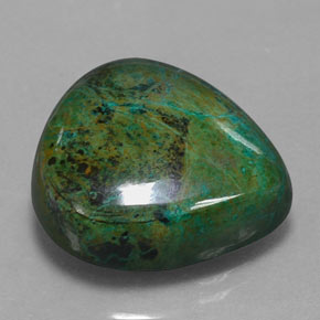 25.83캐럿 천연 멀티컬러 크리소콜라, 배 모양, 19.3×17.7 mm, 불투명체