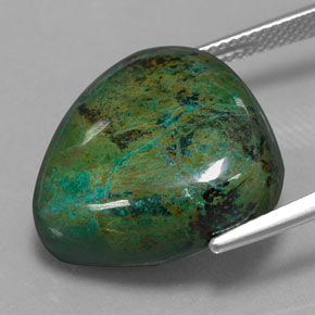 25.83캐럿 천연 멀티컬러 크리소콜라, 배 모양, 19.3×17.7 mm, 불투명체