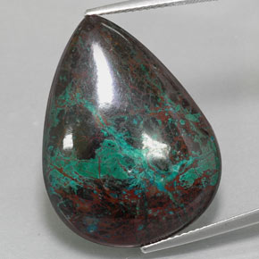 32.52캐럿 천연 멀티컬러 크리소콜라, 배 모양, 27×20.6 mm, 불투명체