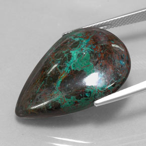 32.52캐럿 천연 멀티컬러 크리소콜라, 배 모양, 27×20.6 mm, 불투명체