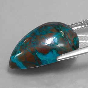 8.85캐럿 천연 멀티컬러 크리소콜라, 배 모양, 17.4×12.5 mm, 불투명체