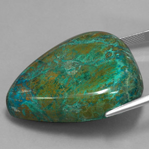 100.55캐럿 천연 멀티컬러 크리소콜라, 배 모양, 36.1×30.5 mm, 불투명체
