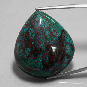 98.92캐럿 천연 멀티컬러 크리소콜라, 배 모양, 34.2×30.6 mm, 불투명체