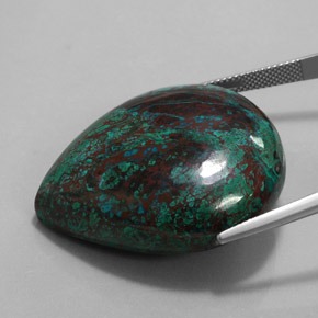 98.92캐럿 천연 멀티컬러 크리소콜라, 배 모양, 34.2×30.6 mm, 불투명체