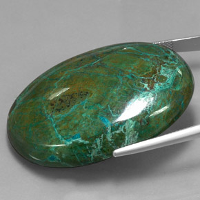 110.00캐럿 천연 멀티컬러 크리소콜라, 타원형 컷, 43.1×30.2 mm, 불투명체