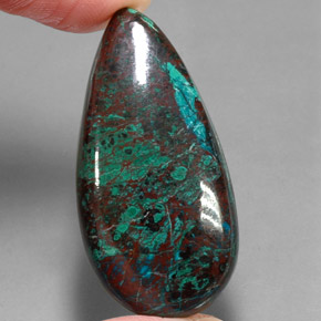 58.53캐럿 천연 멀티컬러 크리소콜라, 배 모양, 40.1×19.9 mm, 불투명체