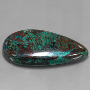 58.53캐럿 천연 멀티컬러 크리소콜라, 배 모양, 40.1×19.9 mm, 불투명체