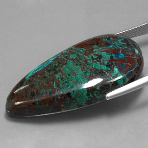 58.53캐럿 천연 멀티컬러 크리소콜라, 배 모양, 40.1×19.9 mm, 불투명체